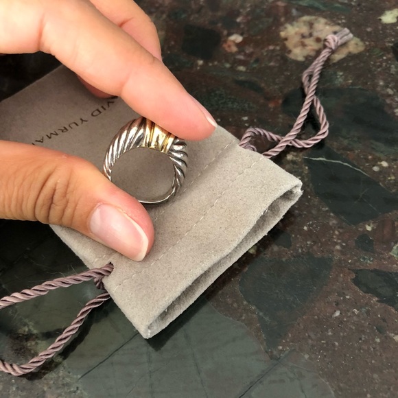 David Yurman Silver/Gold Sterling 14K Cable Ring - Picture 3 of 5